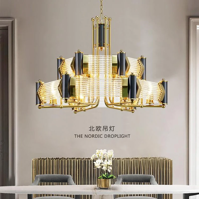 Пост современная Золотая люстра освещение для дома гостиной светодиодные