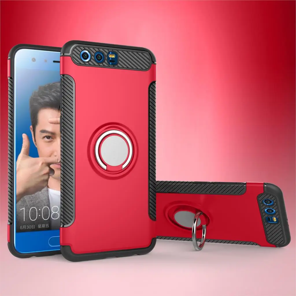 For Huawei Honor 10 9 Premium 8 Pro Lite V9 V10 7X Case Shockproof Finger Ring Stand Silicone TPU Protection Mobile Phone Cover |
