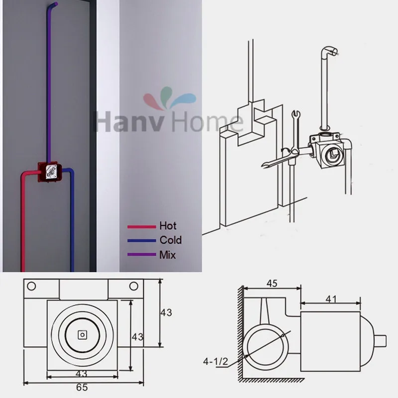 

3 Functions Shower Set, Wall Mounted High Pressure Shower Head with Arm and Mixer Valve Kit, Chrome