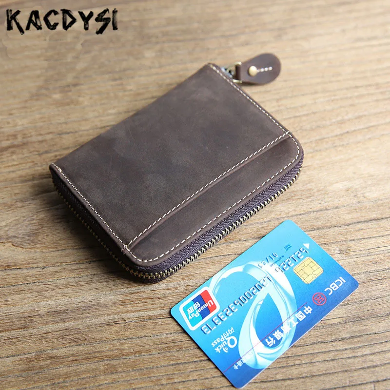 Маленький мужской кошелек из 100% натуральной кожи в стиле ретро Короткие Кошельки