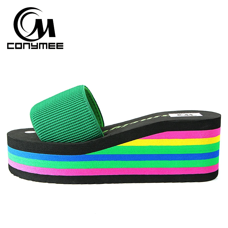 Женские летние туфли на танкетке CONYMEE сандалии высоком каблуке женские домашние