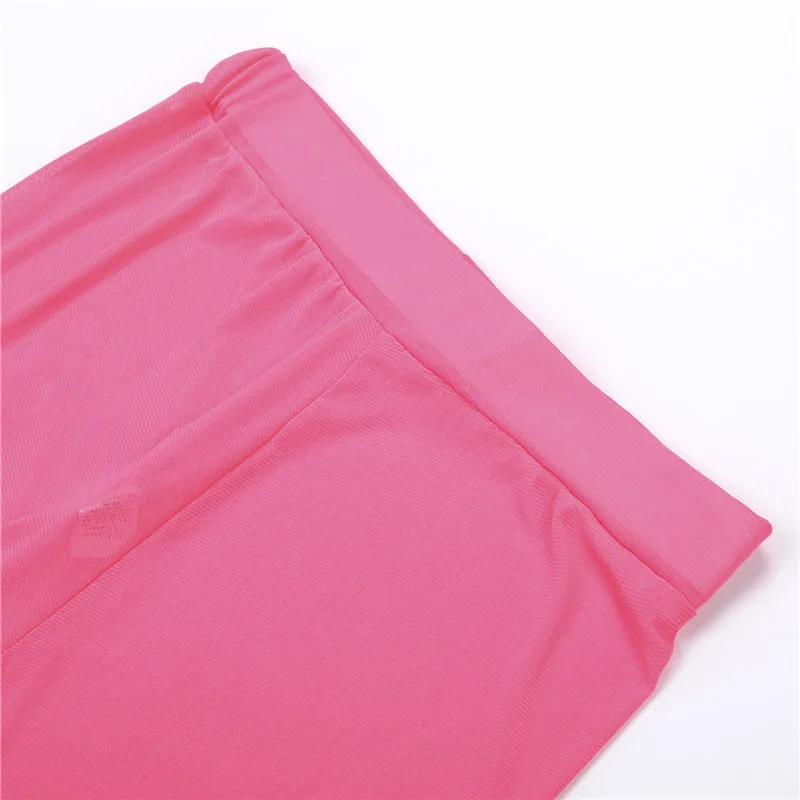 

Fashion New Women Full Length Wide Leg Trousers Lady Evening Party Mesh Sheer Pants 6-16