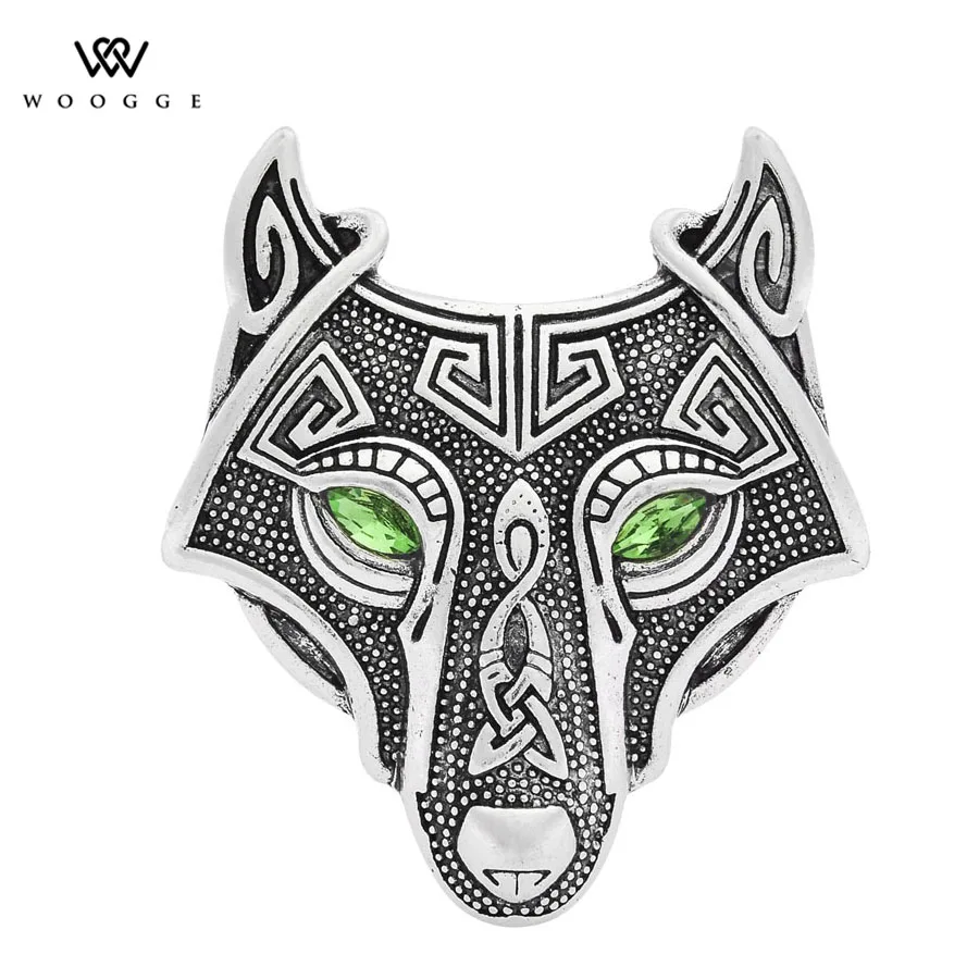 s ox green eye Woogge модные ювелирные броши кристалл голова Волка брошь викинга Wikinger булавка брошь винтажные большие броши в виде животных для женщин и мужчин - Окраска металла: s ox green eye