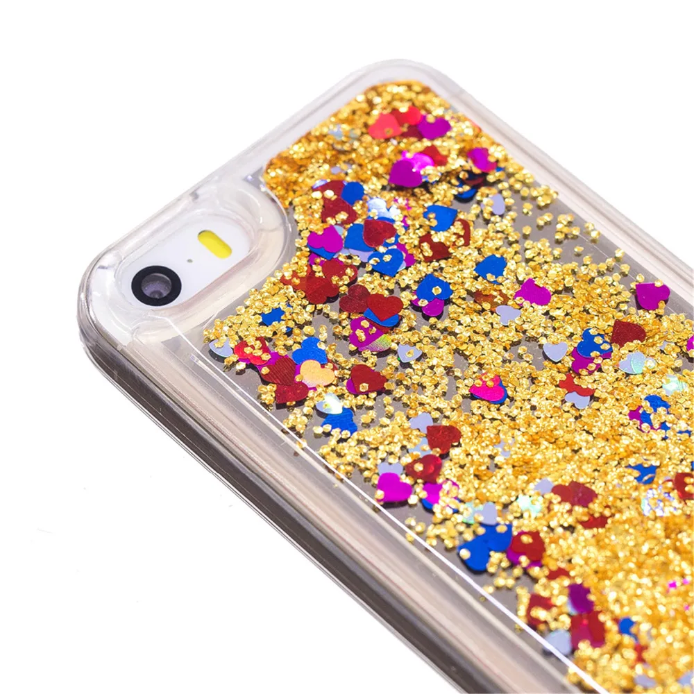 Крышка чехол для телефона iPhone5/5S/SE динамичный жидкий песок блеск зеркало Стиль
