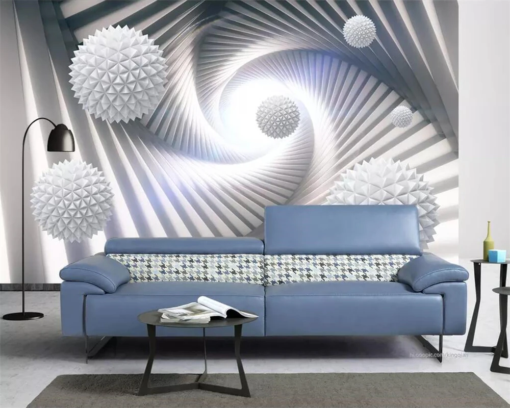 

beibehang Custom wallpaper abstract three-dimensional space polyhedral ball 3d background wall gold ball TV background wall