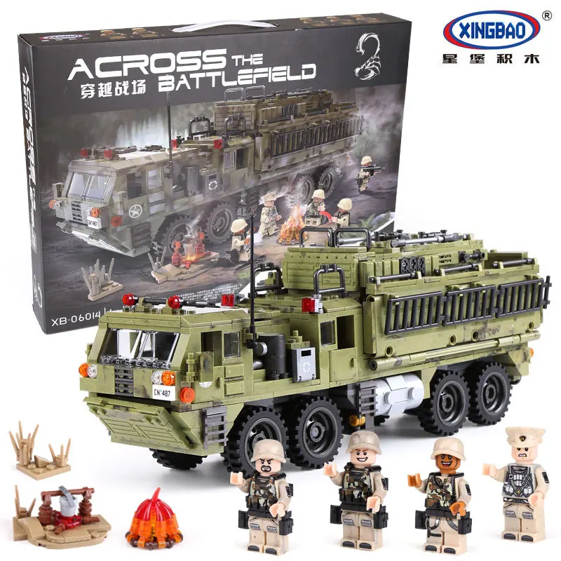 XINGBAO 06014 милитари серия Le Scorpion Lourd Camion Ensemble Veritable 1377 шт БЛОКИ de Construction Briques garcons