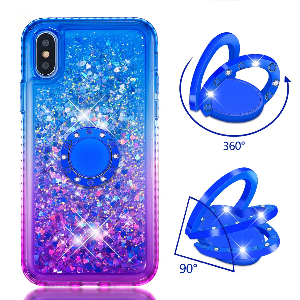 Quicksand bling Phone Case For iPhone X XR XS Cover TPU Back Max With Ring Buckle Bracket Coque Fundas |