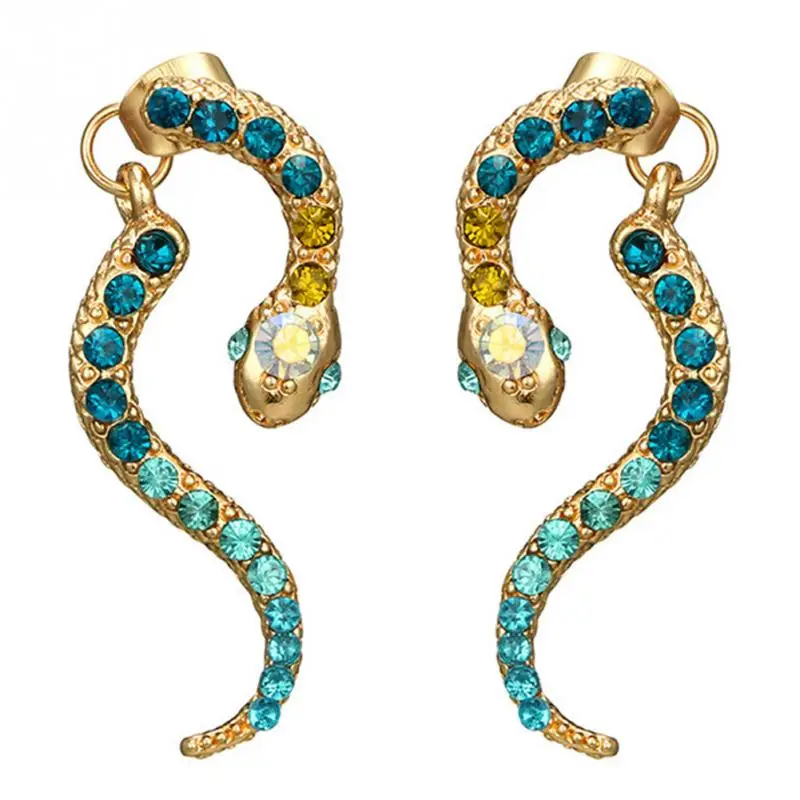 Винтажные модные многоцветные женские серьги гвоздики со стразами из сплава