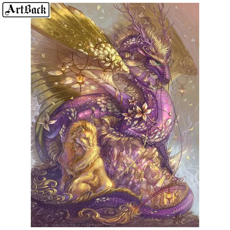5d diy Алмазная роспись дракона с изображением Льва полная квадратная мозаика 3D