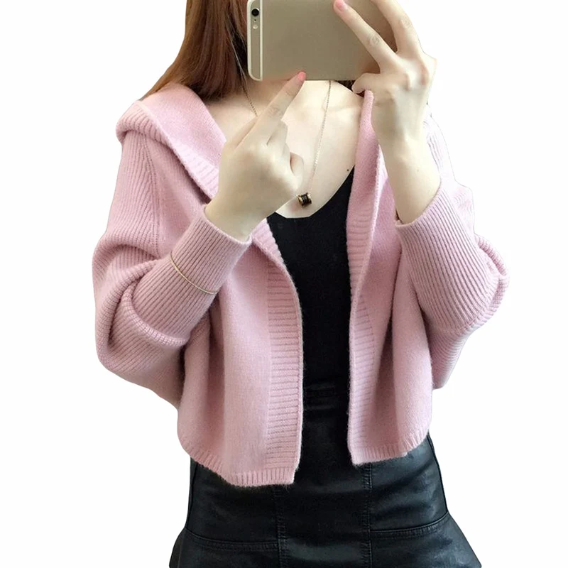 2018 осенний женский свободный вязаный свитер с рукавами летучая мышь кардиган в