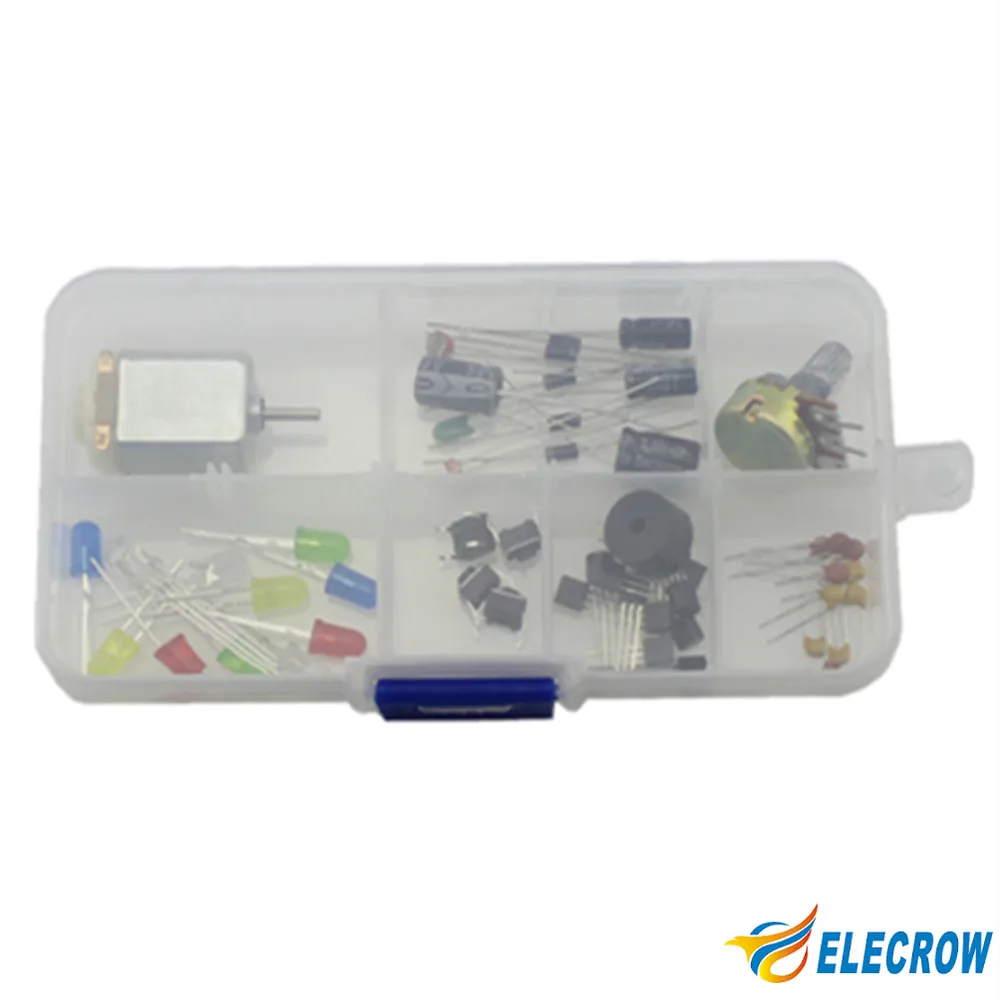 Elecrow Common Component Kit for Arduino Starter Beginners with Plastic Box Including13 Components |