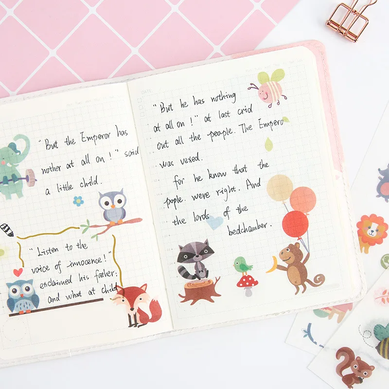 6 листов милый счастливый лес животные наклейки для вечеринки канцелярские