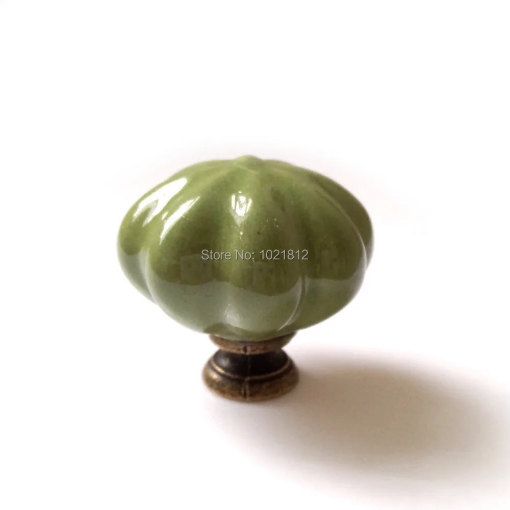 34 мм зеленая Тыква керамические ручки для шкафа шкаф буфет комод ящика кухни