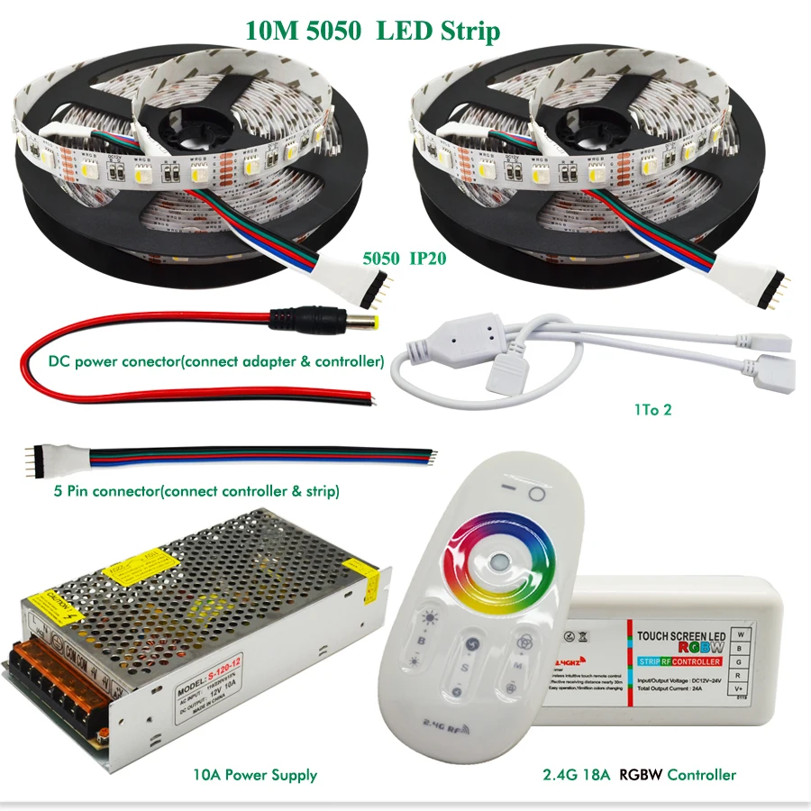 20 м 4 в 1 RGBW Светодиодная лента 5050 SMD DC12V гибкий светодиодный светильник 60