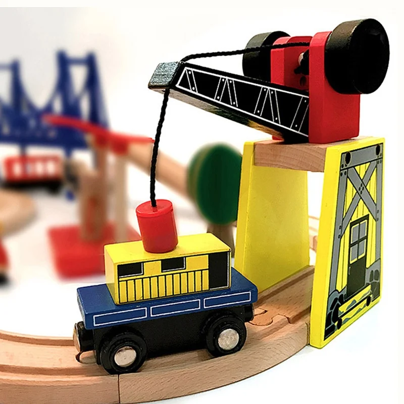 Железнодорожные аксессуары деревянный поезд трек Магнитный Деревянный Кран DIY