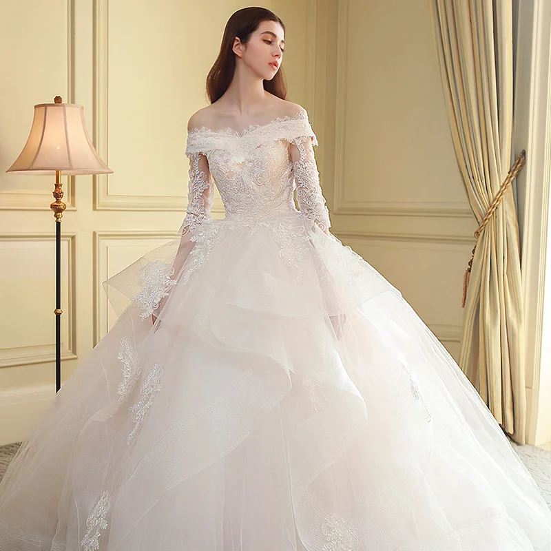 Бальное платье принцессы свадебные платья 2019 Кружевная аппликация невесты с