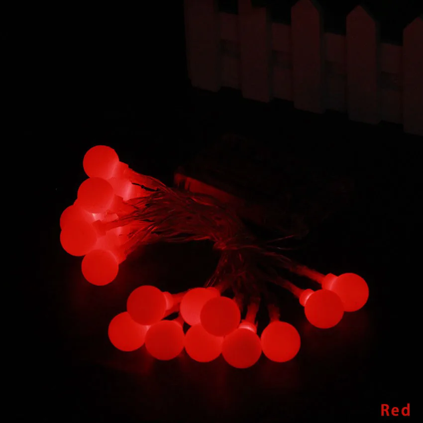 Red Светодиодный шар 2 м, 3 м, 4 м, 5 м, 10 м, 20 м, сказочные гирлянды для помещений и улицы, гирлянды с шариками на батарейках, вечерние, рождественские украшения - Испускаемый цвет: Red