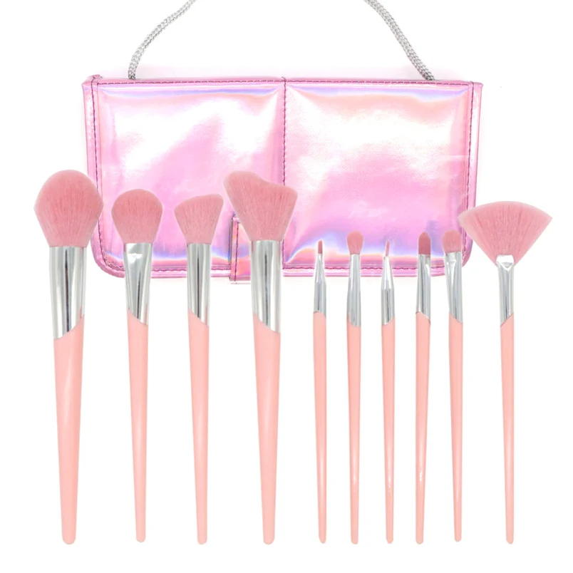 AiceBeu 10 шт. набор кистей для макияжа розовый косая туба основа Смешивание мощность