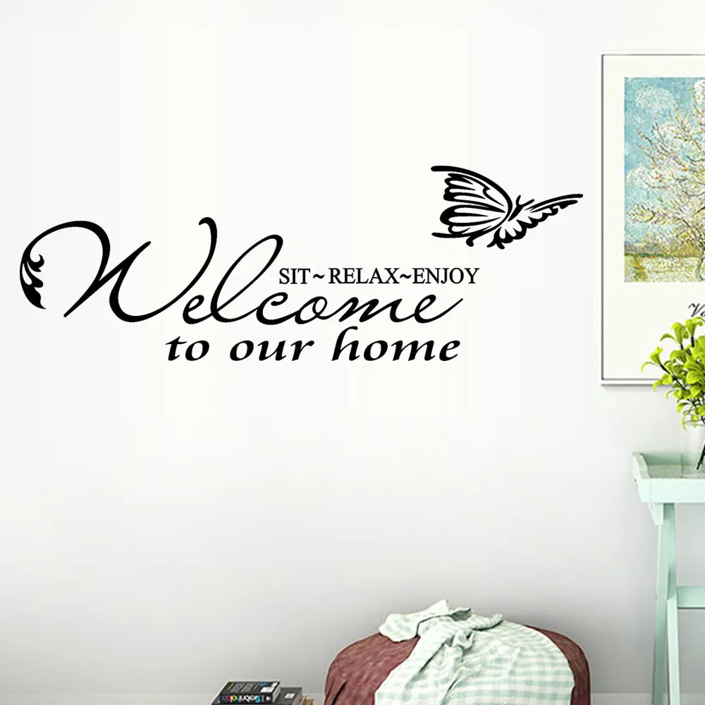 Прямая поставка добро пожаловать в наш дом съемная виниловая настенная роспись