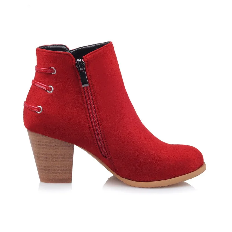 Женские ботильоны из флока ASUMER с круглым носком на высоком каблуке молнии