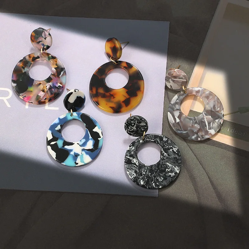 5 цветов трендовые геометрические акриловые круглые кольца серьги для женщин