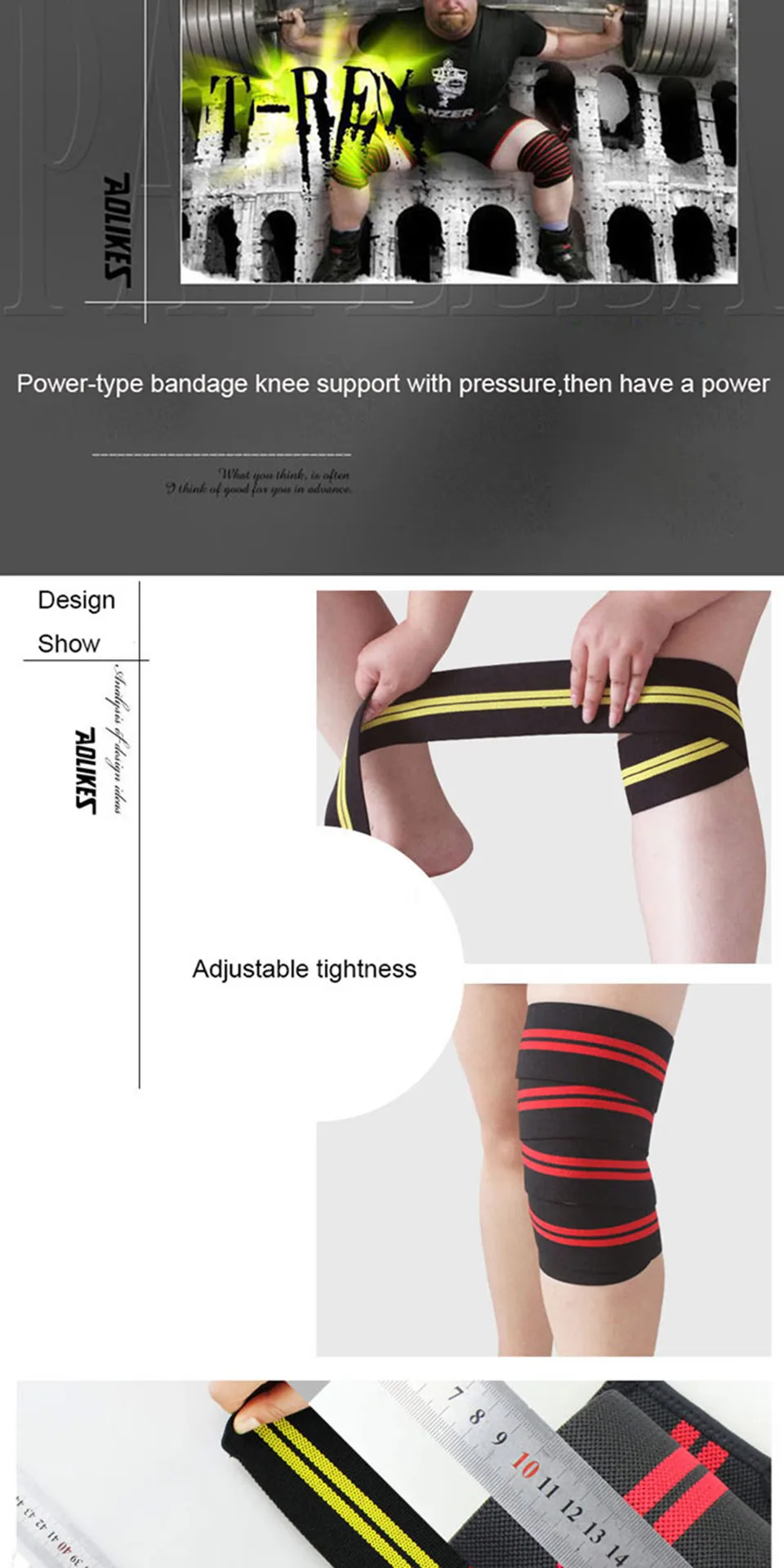 AOLIKES 1 шт. 2 м* 8 см Powerlifting эластичный бандаж для ног компрессионные икры эластичные наколенные бинты Спортивная безопасность вендас Deporte