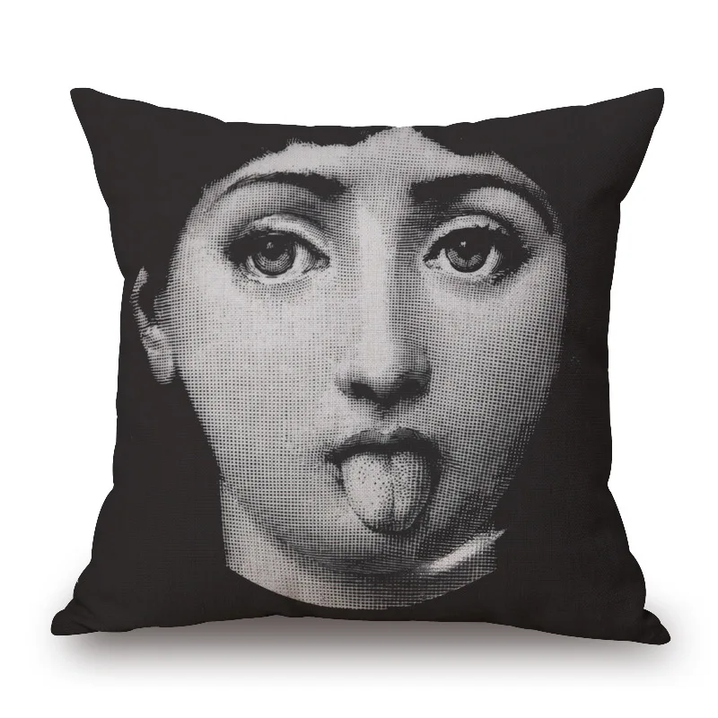 20 Fornasetti живопись лицо художественная Подушка Чехлы Европейский Винтаж красота лица глаза губы подушка «Корона» Чехол диван льняная наволочка - Цвет: 20