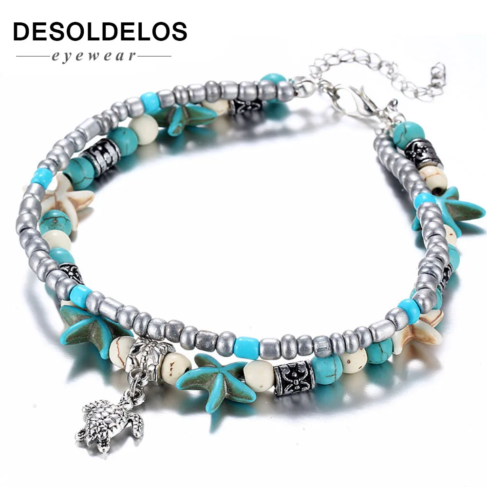 Женский браслет с подвеской в виде черепахи и ракушек|Анклеты| |