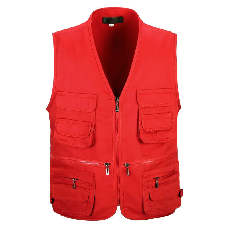 

Brieuces Spring and Autumn Men Vest Army Green waistcoat casual Multi-pocket travel or work wear Durable plus size