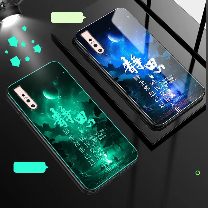 D Светящийся чехол для телефона vivo V15 Pro Чехол светящийся закаленное стекло задняя крышка для vivo V15 Pro S1 Pro чехол силиконовый чехол - Цвет: D