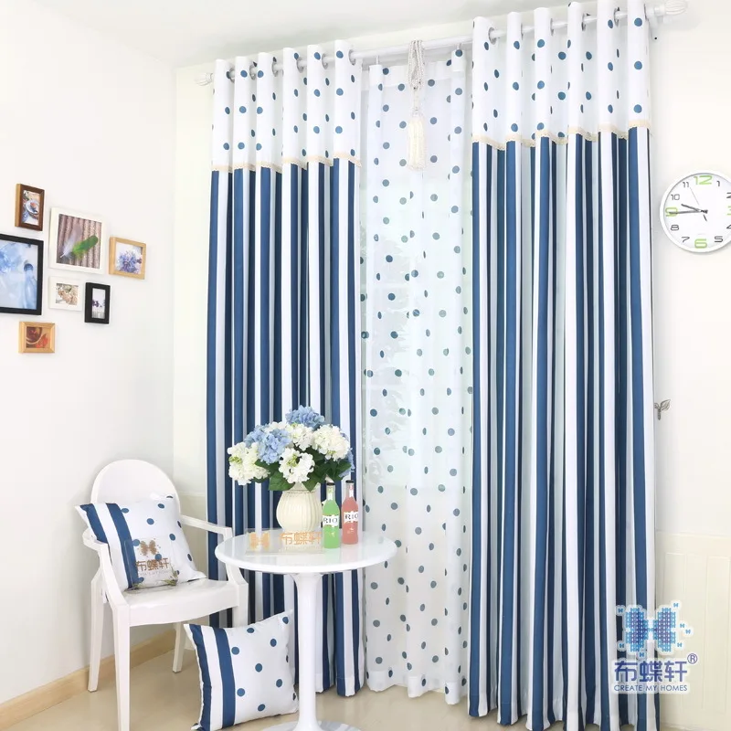 Строчка Полосатый горошек мода с Средиземноморский стиль занавес для ресторана