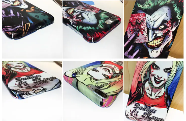 INS Same paragraph Fashion Suicide Squad Harley Quinn Joker Cases For iPhone 7 8 6 6s Plus X XR XS MAX All Inclusive 3D PC Cover |