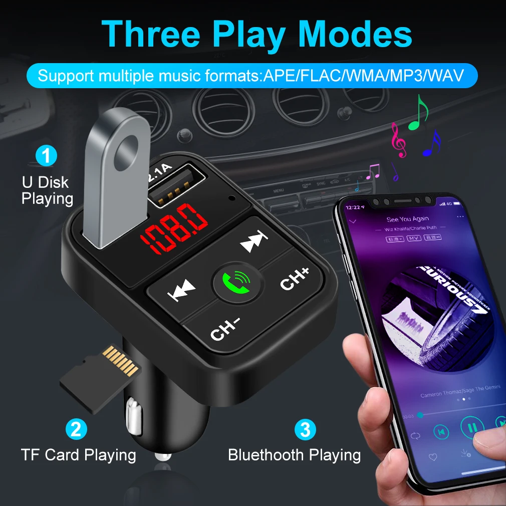 Автомобильный комплект Bluetooth беспроводной fm передатчик громкой связи lcd MP3 плеер