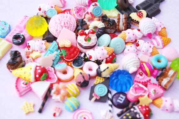 50 шт./лот Decoden конфеты деко каваи Flatback смолы кабошоны крем торт Ассортимент пакет в ассортименте сладости стартовый пакет