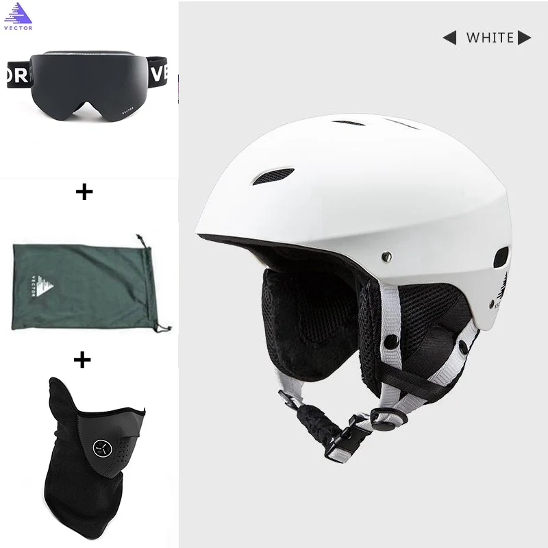 Professional CE Certification Adult windproof Ski Helmet for Men Women Skating Skateboard Snowboard Snow Sports Helmets 54-61cm - Цвет: White 1 Set