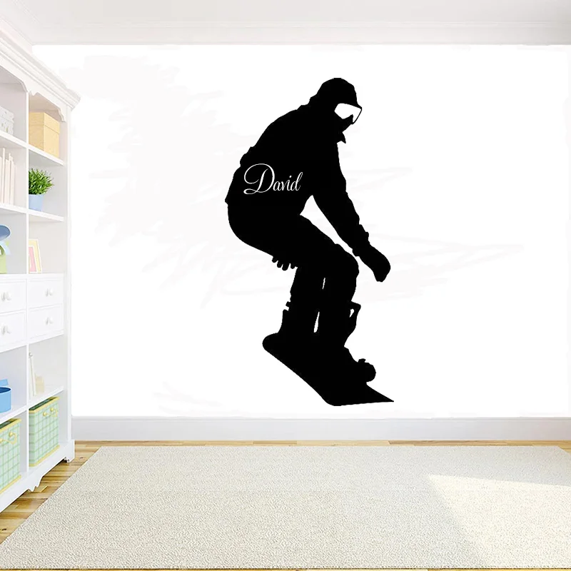 

Сноубординг индивидуальная Настенная Наклейка с именем Снежная стена художественная наклейка s Съемный Виниловый настенные наклейки детс...