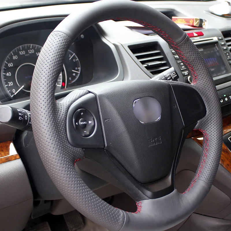 BANNIS сшитый вручную черный кожаный чехол на руль для Honda CRV 2012 2014|Чехлы руль| |