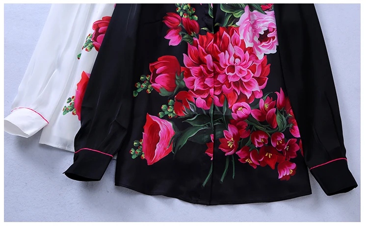 MoaaYina, модная дизайнерская подиумная рубашка, весна, для женщин, 3XL, плюс размер, длинный рукав, с принтом розы, блузка, повседневная, элегантная, карьера, рубашка