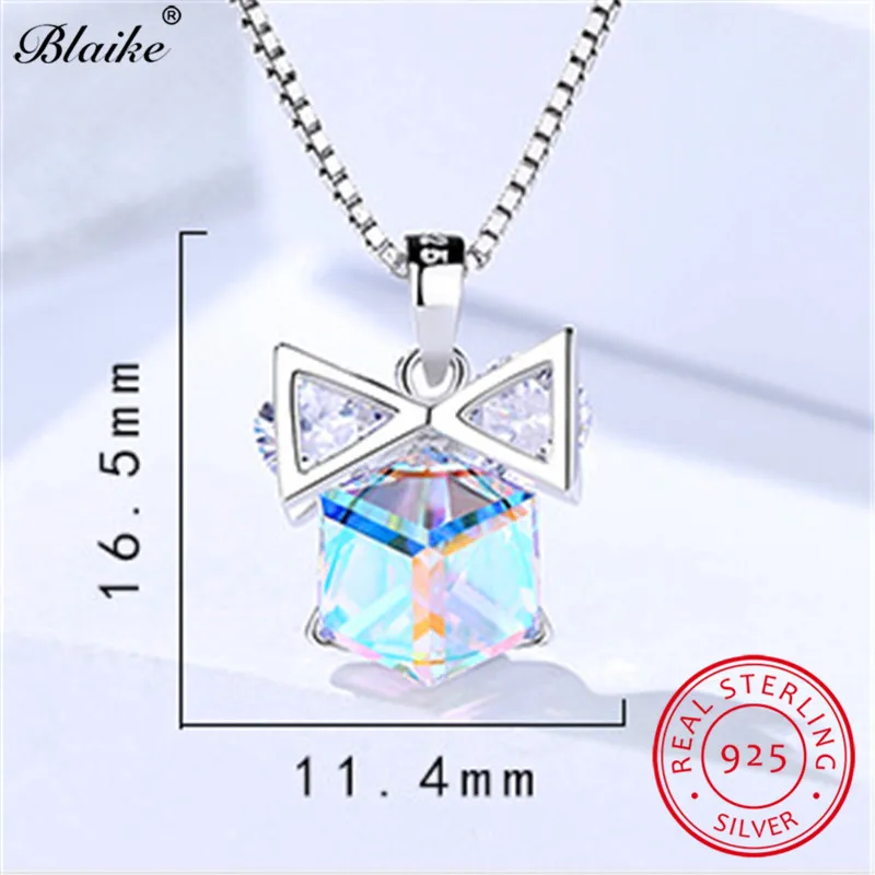 Женское Ожерелье с бантом Blaike из серебра 925 пробы квадратным градиентным