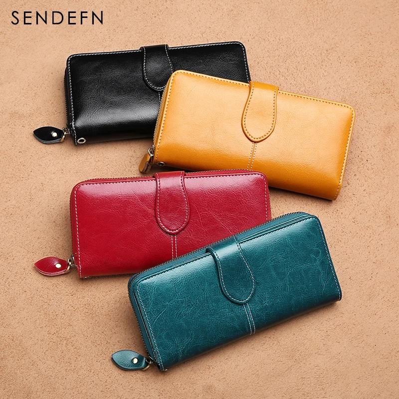 Высококачественный клатч SENDEFN Модный женский длинный кошелек из спилка на молнии