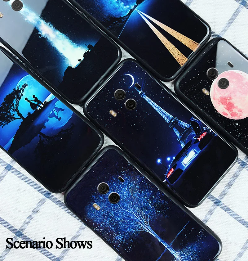 Чехлы со светящимися стеклами для huawei mate 30 20 10 P30 P20 Pro Lite Nova 5T 3e Honor V10 9i 8 P10 Plus, задняя крышка из закаленного стекла