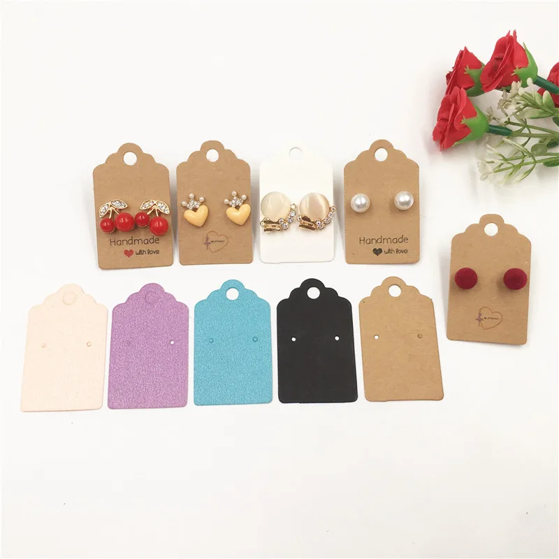 

100 pcs 5x3cm color Mini cute scallop Head Earrings card DIY handmade earnail jewelry display card
