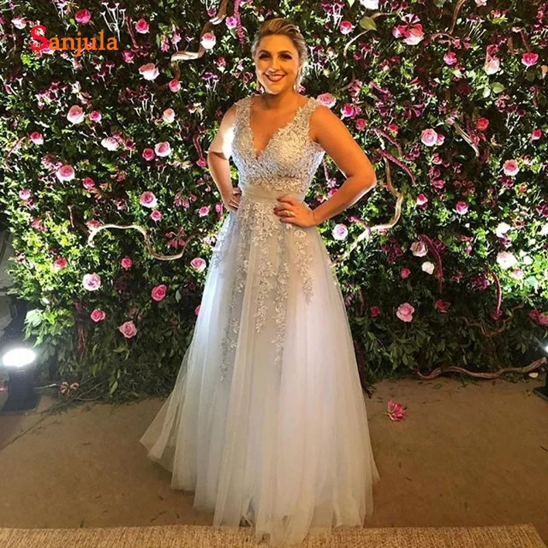 Иллюзия аппликации Топ длинный Тюль Мать невесты платья трапециевидной формы v