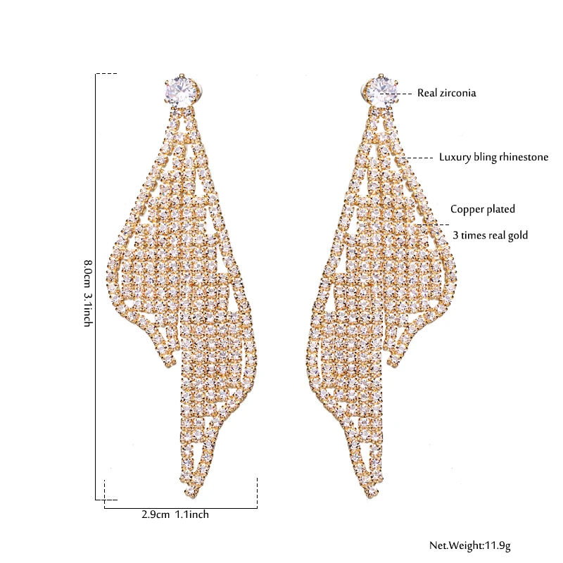 Женские Висячие серьги Mchic роскошные геометрические с кристаллами AAA и цирконием