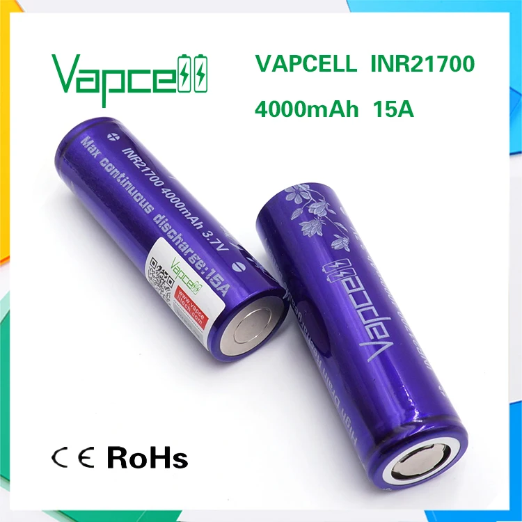 2 шт. оригинальный Vapcell INR21700 INR 21700 батарея 4000 мАч 15A Высокая мощность электронная