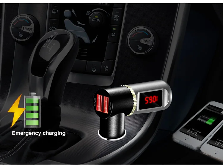 Автомобильное зарядное устройство YUANMINGSHI с Bluetooth и двумя USB портами FM