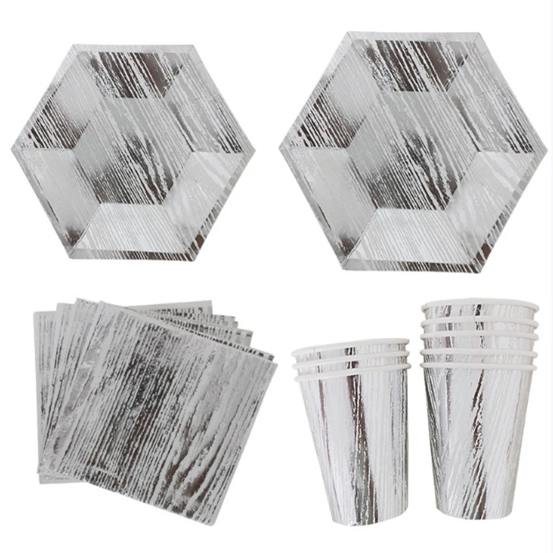 40pcs New Gold Sliver Foil Disposable Tableware Party Paper Plates Cups Baby Shower Favor Wedding Birthday Supplies | Дом и сад