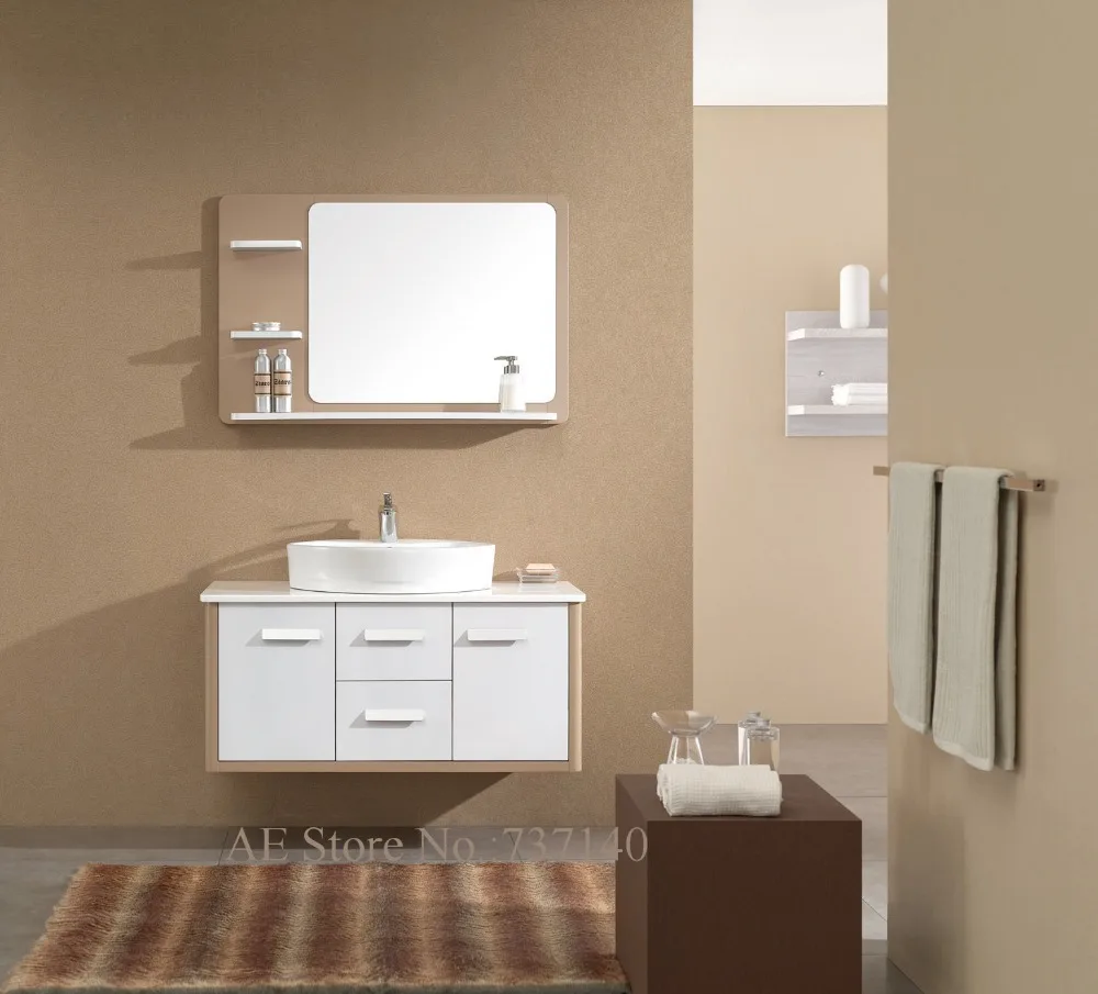 Современная Белая мебель шкаф для ванной комнаты с керамической раковиной