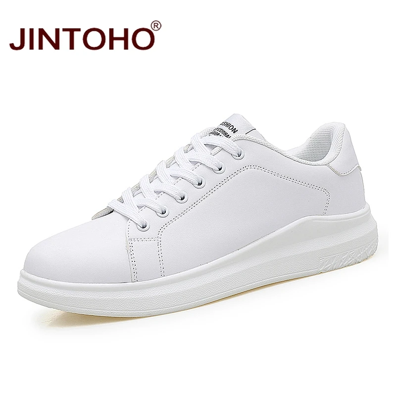 JINTOHO модные брендовые повседневные мужские кожаные туфли белые дышащие
