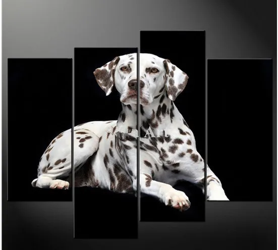 4 шт. стены искусства на холсте черный и белый собака далматин каскад для